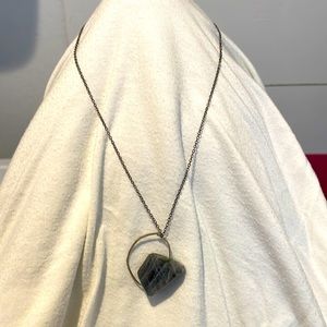 Gray stone and silver necklace